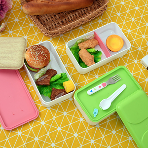 Boîte à déjeuner pour enfants <span class=keywords><strong>3</strong></span> <span class=keywords><strong>compartiments</strong></span> double 2 couches <span class=keywords><strong>bento</strong></span> pour enfants scolaire repas gonflable japonais pièces - Product Image 1
