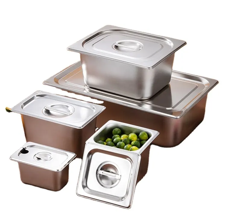 Gıda sınıfı mutfak hızlı gıda ısıtıcısı büfe konteyner paslanmaz çelik gastronorm(GN) pan servis tepsisi otel ve restoran için