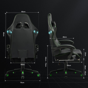 La chaise de joueur inclinable colorée peut ajouter une chaise de jeu de massage Rgb en cuir PU Predator Racing Chair avec repose-pieds et haut-parleurs - Product Image 2