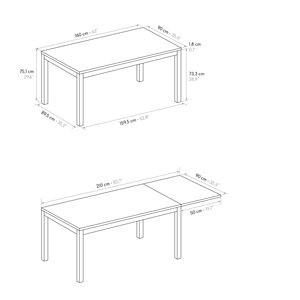 Extendable <b>Table</b> Concrete Gray Melamine <b>Top</b> Metal Base 160x90 Internal Use - Product Image 4
