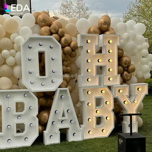 LEDA Modern Party Event Decor <b>White</b> <b>Acrylic</b> Letter Light Warm Large Running Light Background for Wedding - Product Image 1