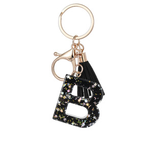 Llavero Minimalista de Resina Negra con 26 Letras, Adorno de Borla Suave para Mochila, Colgante de Moda para Bolso de Mujer, Accesorios para Llaves al por Mayor - Product Image 2