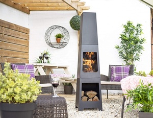 <span class=keywords><strong>Chimenea</strong></span> de Acero Clásica para Exteriores con Leñero, <span class=keywords><strong>Chimenea</strong></span> Ecológica para Calefacción Exterior, Fábrica con Certificación BSCI - Product Image 3