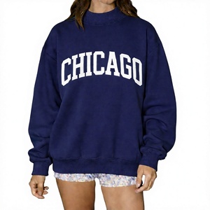 Nouveau sweat-shirt oversize tendance pour femme en molleton à col montant avec imprimé graphique Chicago, style streetwear, logo personnalisé - Product Image 1