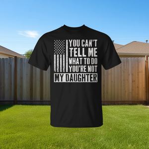 T-shirt « You Cant Tell Me What To Do Daughter » avec motif drapeau américain, en coton noir, coupe unisexe - Product Image 3