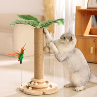 Griffoir vertical pour chat, structure en bois durable, disque rotatif, griffes tressées, design moderne, sûr, 44 cm
