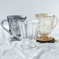 Vente en gros usine – Tasse à thé en verre vintage personnalisée pour la maison, design créatif, mini tasse à café/thé en verre mignonne avec soucoupe