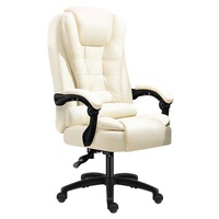 Chaise de bureau de direction ergonomique à dossier haut, design contemporain, style simple, en cuir synthétique, fonction massage, repose-pieds