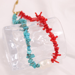 Gioielli fatti a mano della collana di perline di pietra del corredo e del turchese della perla di Boho per le donne - Product Image 5