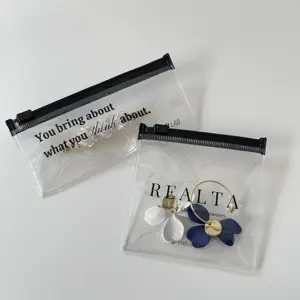 Mini Frosted Rits Sieraden Zakje Pvc Tassen Voor Sieraden Verpakking Met Rits Doorzichtige Plastic Polybag Voor Ketting