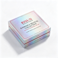 Boîte cadeau rigide holographique personnalisée, emballage de luxe pour ensemble de soins de la peau, boîte cosmétique argentée laser, boîte avec couvercle et base, logo personnalisé