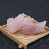 Figurines en Rose Quartz canard, représentant les oiseaux, Aventurine verte, feuille de Lotus, et Fengshui, pour l'amour et Romance