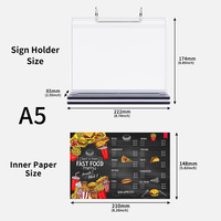 Support de signe acrylique vertical A5, présentoir de carte double face en forme de T, K-6104 de support de signe de menu de reliure horizontale