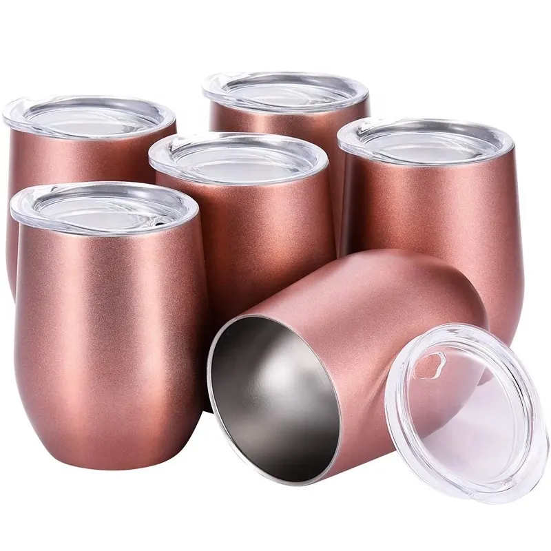 Oro rosa 12 oz In Acciaio Inox Stemless vuoto Infrangibile Doppia Parete Isolata Sotto Vuoto di Vino Bicchiere tazza