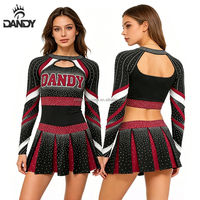 Uniforme de cheerleading de haute qualité, tenue d'équipe, design personnalisé, haut de cheerleading et jupes plissées, strass ajoutés
