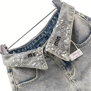 <span class=keywords><strong>Jupe</strong></span> vintage <span class=keywords><strong>taille</strong></span> <span class=keywords><strong>haute</strong></span> coupe trapèze avec strass et broderie lettres, style streetwear Y2K, mini-<span class=keywords><strong>jupe</strong></span> <span class=keywords><strong>en</strong></span> <span class=keywords><strong>jean</strong></span> délavé pour femme - Product Image 3