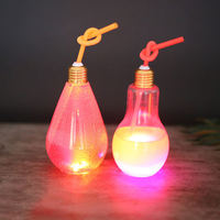 Bouteilles LED en forme d'ampoule personnalisées avec logo imprimé, contenants vides pour bonbons ou liquides, de 100 ml à 500 ml, pour fêtes et événements.
