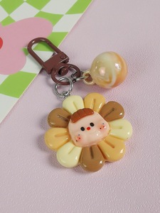 Gantungan Kunci Boneka Bunga Kartun Lucu, Hiasan Tas, Liontin Wajah Anak Laki-Laki Kelopak Pelangi, Manik-Manik Warna-Warni untuk Tas Ransel Anak Perempuan, Kunci Mobil, Hadiah - Product Image 5