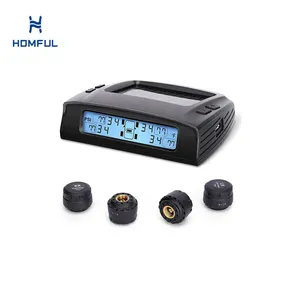 HOMFUL-sistema de supervisión de presión de neumáticos RV, con cargador Solar, 4 sensores TPMS