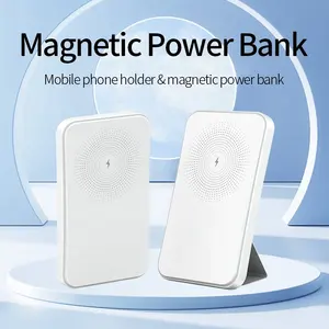 Nuovo supporto 2 in 1 caricatore magnetico senza fili Power Bank 5000 MAh Wireless veloce Power Bank con supporto