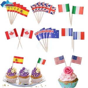 Stuzzicadenti con Bandiere Nazionali di 50 Paesi, Confezione da 100 Pezzi con 50 Bandiere Diverse in Scatola - Product Image 5