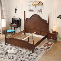 KMJ Vintage Maßgefertigtes Amerikanisches Antik-Stil Klassisches King-Size Schlafzimmer-Set Holzgeschnitzte Villa-Schlafzimmer-Sets