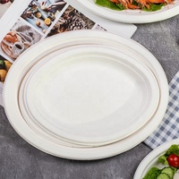 10 assiettes ovales jetables en bagasse de canne à sucre de 12,5 pouces pour les fêtes, compostables, utilisables au micro-ondes et au congélateur