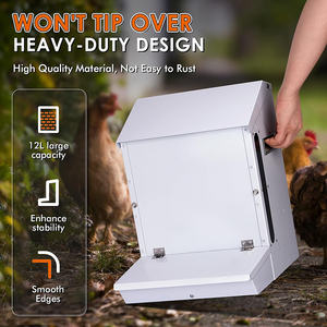 JH-Mech Mangeoire et abreuvoir à 6 aliments pour poulets résistant aux intempéries avec pattes réglables verrouillables Mangeoire à poulet automatique en métal fiable - Product Image 1