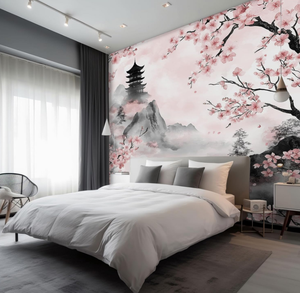 <span class=keywords><strong>Papier</strong></span> peint japonais à fleurs de cerisier Décoration murale <span class=keywords><strong>panoramique</strong></span> de style asiatique pour le salon et la chambre à coucher <span class=keywords><strong>Papier</strong></span> peint mural non tissé - Product Image 4