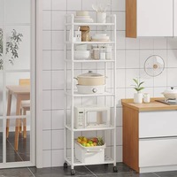 Chariot de rangement mobile à 6 niveaux en acier au carbone, sur roulettes, pour four à micro-ondes, durable, pour cuisine - Vente en gros