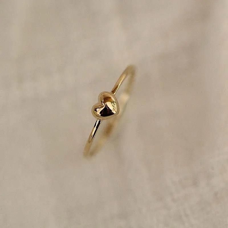 Lerca Dropshipping קלאסי לב עיצוב תכשיטי 9K זהב אמיתי טבעת לב בצורת זהב טוהר אצבע טבעת לנשים
