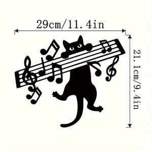 Scultura Contemporanea in Acciaio Inossidabile a Forma di Gatto che Suona Note Musicali, Design a Silhouette con Chiave di Violino, Decorazione per Interni/Esterni, per <span class=keywords><strong>Insegnanti</strong></span> di Pianoforte - Product Image 2