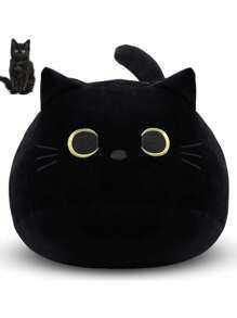Peluche chat noir, coussin, jouet doux, animaux en peluche, poupée chat anime, jouets en peluche pour garçons, filles, amis, décoration de chambre - Product Image 4