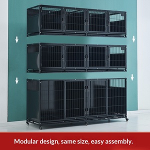 Cage d'élevage et d'hospitalisation pour chats et chiens à deux ou trois étages, pour cliniques vétérinaires et crèches, avec structure en tuyaux galvanisés - Product Image 3