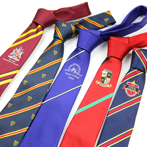 Corbatas de Uniforme Personalizadas de Alta Calidad, Formales, Duraderas y Ecológicas, de Poliéster, con Rayas Rojas y Azules, Logotipo Bordado, Corbatas a Medida - Product Image 1