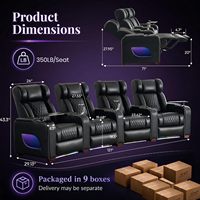 Sillón Reclinable Curvo con Base Tipo Trineo para Cine en Casa, con Masaje por Airbag y Calefacción |   Sofá Reclinable Eléctrico de 4 Plazas con Iluminación LED RGB y Almacenamiento