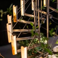 Lustres contemporains de luxe en albâtre rond pour hôtel et restaurant, luminaires suspendus pour table à manger, pour plafond haut
