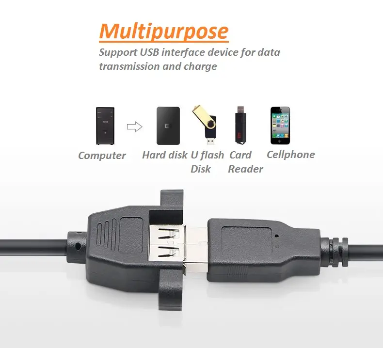 XXD High quality USB 1M black male to female for data transimission  printing and charge USB cable