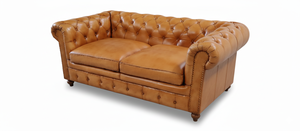 Luxury Genuine Leather Yellow Chesterfield Sofa with Solid Wood Legs Classic Button Tufted Design for Living Room Hotel Lobby - Product Image 2