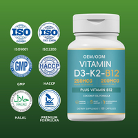 Yiteng WSS-GG Vitamine D3 K2 MK7 B12 pour adultes en capsules riches en protéines 250mcg D3 200mcg K2 60 capsules par jour