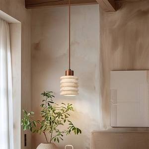 Lampada a Sospensione LED in Travertino Giallo Naturale, Stile Zen Giapponese Wabi-Sabi, Illuminazione a 1 Luce in Pietra per Camera da Letto - Product Image 6