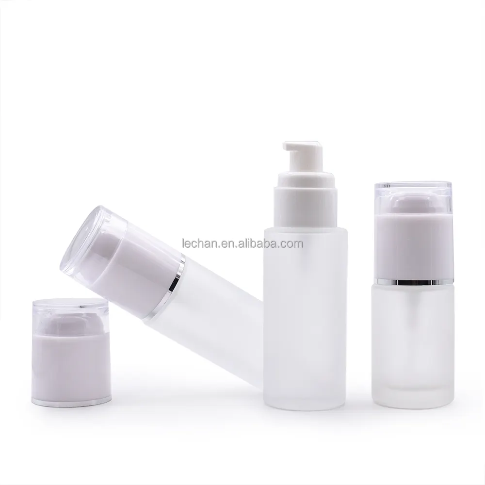 Luxury Empty 30ml 40ml 60ml Clear Frosted Cosmetic Lotion Glass Liquid Foundation Bottle With Pump