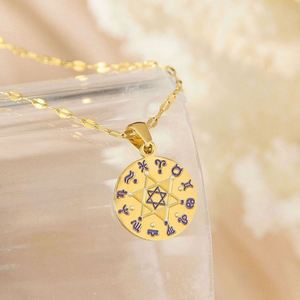 สร้อยคอสแตนเลสทรงดาวหกเหลี่ยมจี้เหรียญสร้อยคอแฟชั่นสำหรับผู้หญิง - Product Image 4