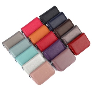 Cartera pequeña de cuero genuino para tarjetas de crédito, funda funcional compacta para tarjetas, billetera pequeña de acordeón con bloqueo RFID para mujer - Product Image 2