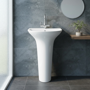 One Piece Bathroom White Color Pedestal Sink Basin Ceramic Stand Cylinder Pedestal Wash Basins - Product Image 3