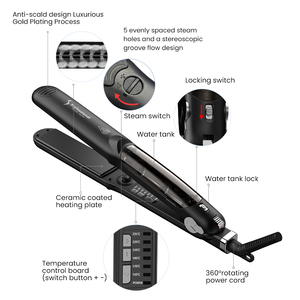 Piastra per Capelli Professionale <span class=keywords><strong>a</strong></span> Vapore in Vendita, Styler con Piastre in Ceramica Tormalina per Lisciare i Capelli - Product Image 5
