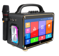 Vente en gros Nouveau micro sans fil Haut-parleur karaoké Système de sonorisation Haut-parleur extérieur portable Lecture vidéo sur grand écran Fête de chansons intelligente