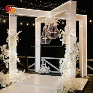 SMOOTH 8FT White Metal Cross Top Chuppah Mandap Fondo de boda de rectángulo suave para decoraciones de eventos indios - Product Image 1