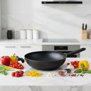<span class=keywords><strong>Wok</strong></span> <span class=keywords><strong>Antiadherente</strong></span> de Cerámica y Aluminio de 12 Pulgadas <span class=keywords><strong>con</strong></span> <span class=keywords><strong>Tapa</strong></span> de <span class=keywords><strong>Vidrio</strong></span>, Capacidad de 4-5L, Mango de Baquelita para Estufas de Gas e Inducción - Product Image 3