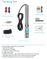 Pompe à eau d'irrigation submersible de haute qualité 1.5HP pour puits profond pour ferme agricole pompe submersible solaire à haut rendement